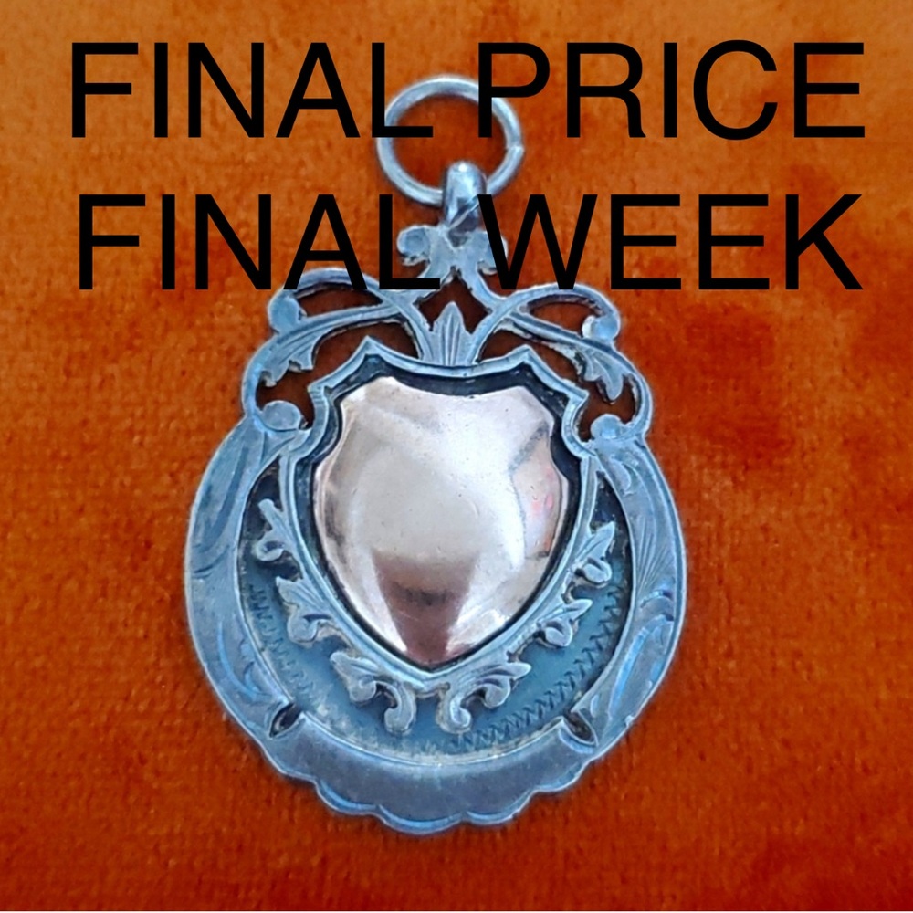 Beautiful Antique Sterling Watch Fob (1929) with Hallmarks.